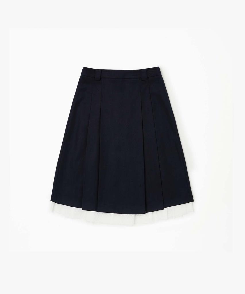 Plack Woman Double Pleated Skirt Navy