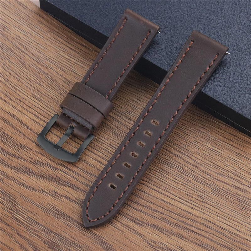 

Высококачественный ремешок для мужских часов в стиле ретро из натуральной кожи с быстросъемным креплением - кожа Crazy Horse 18/20/22/24 мм 24mm (with quick release spring bars)