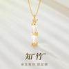 Womens Bamboo Joint Necklace Luxury Small Chalcedony Pendant Clavicle Chain Fashion Jewelry