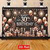2D Luxury 30th Birthday Backdrop, Rose Gold Balloons & Champagne Decor Banner