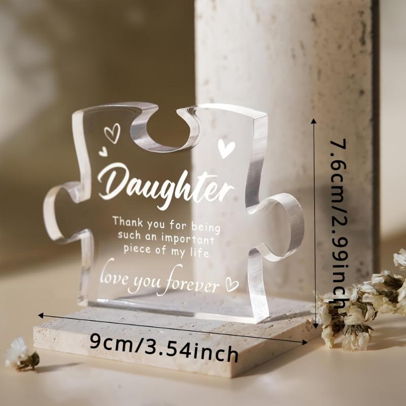 2D Flat, Cherished Daughter Gift Acrylic Table Decoration Plaque, Suitable for Wall Decoration, Porch, Room, Villa, Accents Home, Hallway, or Workplac