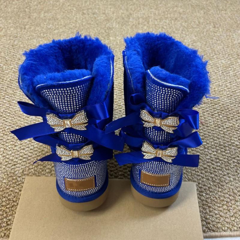 Womens Mid-Calf Snow Boots With Rhinestone