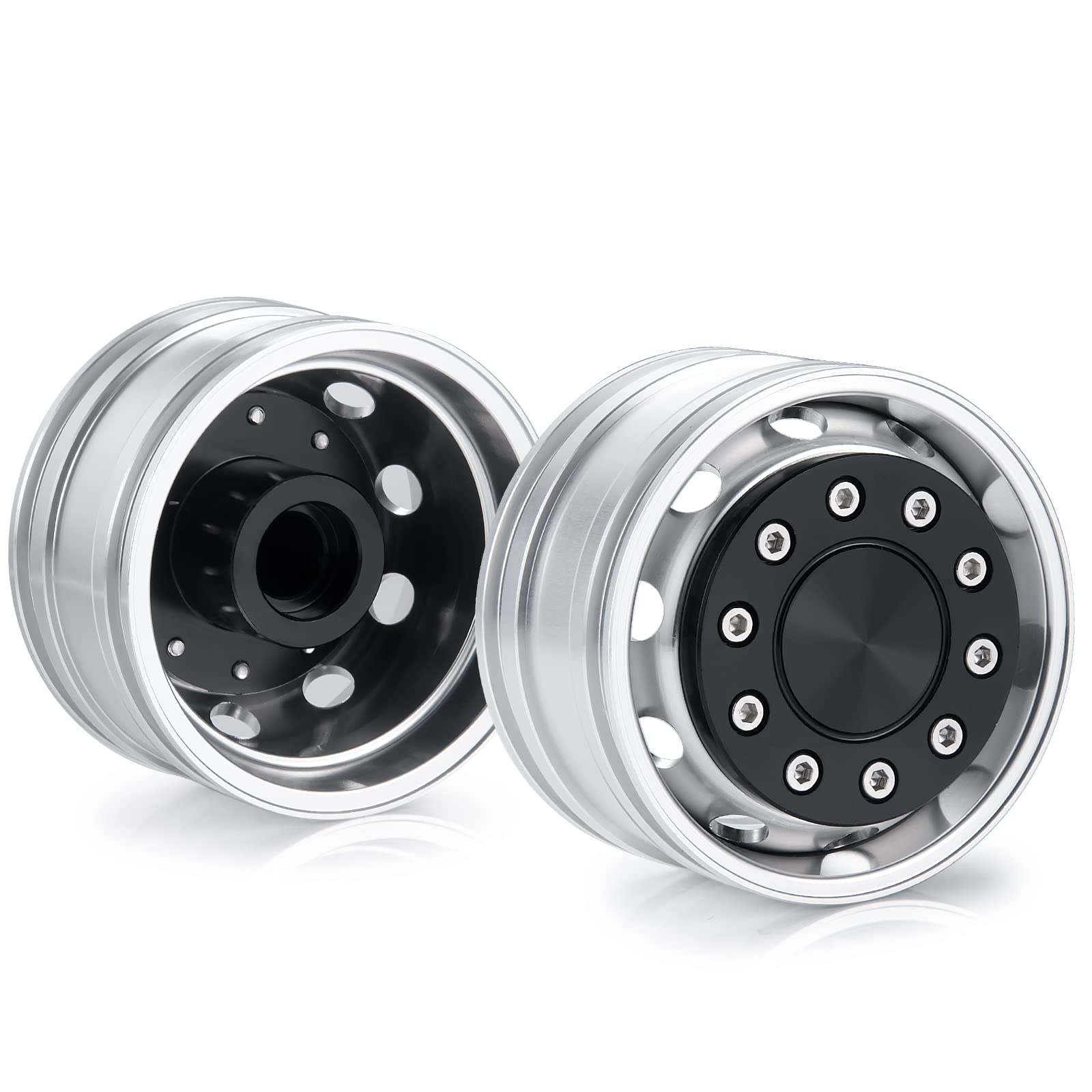 

TRZX Metal Front Wheel Rim Wheel Hub for 1/14 RC Tamiya Trailer Truck Car (2pcs)