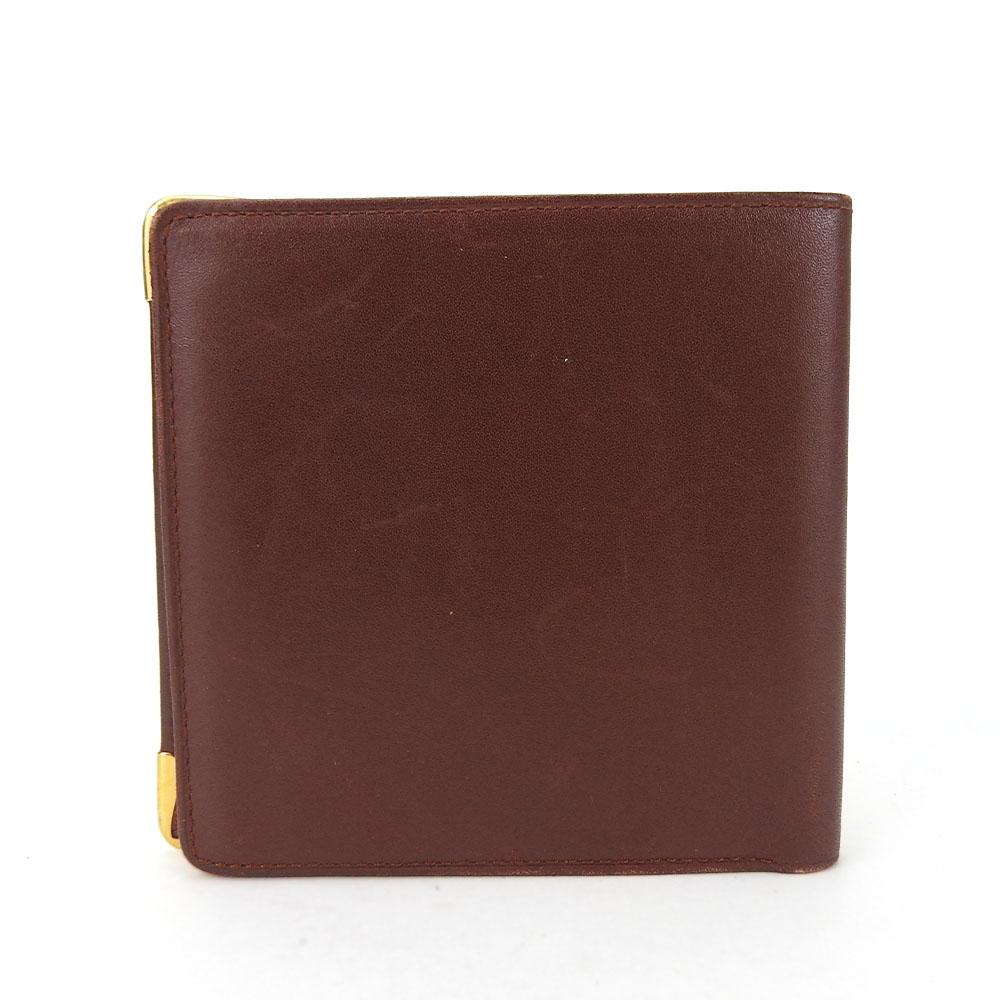 Used CARTIER Bill Compartment Must leather Bordeaux Bordeaux Bifold Wallet