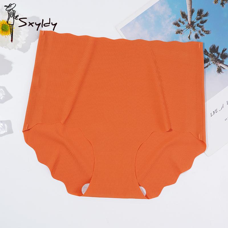 

Женские бесшовные трусики из ледяного шелка с рюшами и волнами, дышащие цельные трусы с высокой талией XL оранжевый