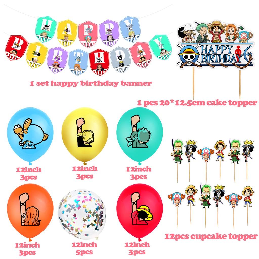 Piece One Theme Birthday Party Supplies Decoration Kids Banner Topper Balloons