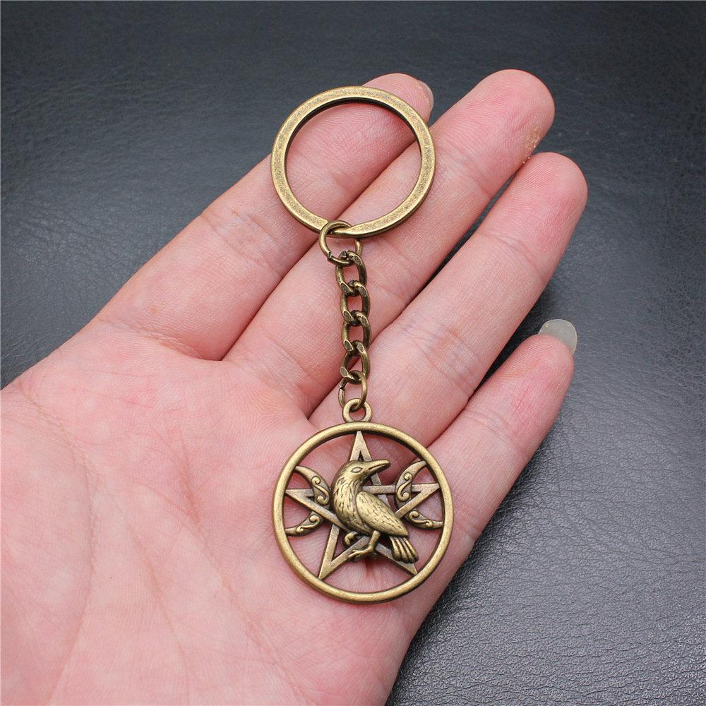28mm Key Ring Star Pentagram Moon Minimalist Jewelry Components QY043