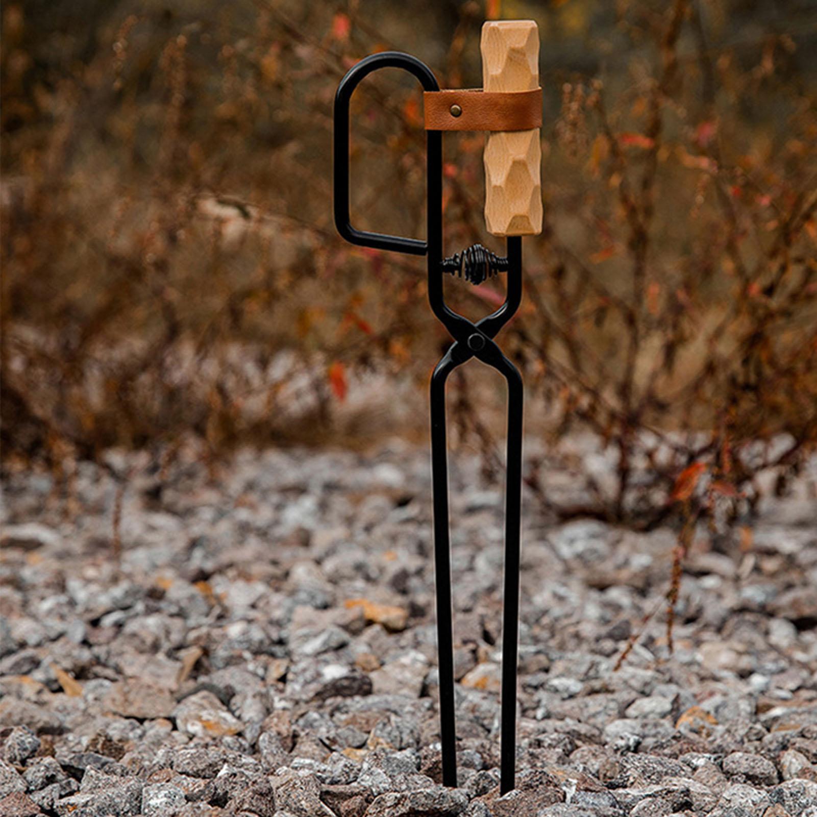 

Log Tongs Beech Wood Handle Iron Clamp High Temperature Resistance Fire Tongs for Outdoor Log Tongs