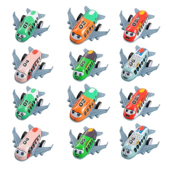 12Pcs Pull Back Wind-up Airplane Toy Educational Spring Clockwork Aircraft Toy Toddlers Boys Girls Stress Relief Mini Plane Model Toy