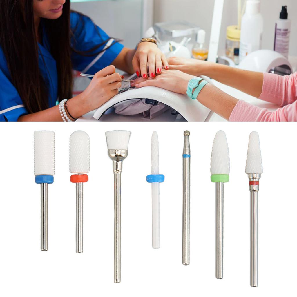 7Pcs Nail Drill Bits Accurate Clear Operation Professional Nail Grinder Bits for Cleaning Shaping Cutting