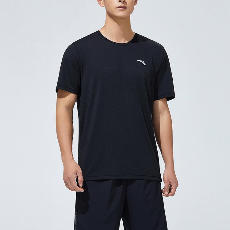 Anta Solid Color Round Neck Pullover Short Sleeve T-Shirt And Mid Waist Straight Leg Shorts Casual Sports Set Men Sets Black 952327202-3