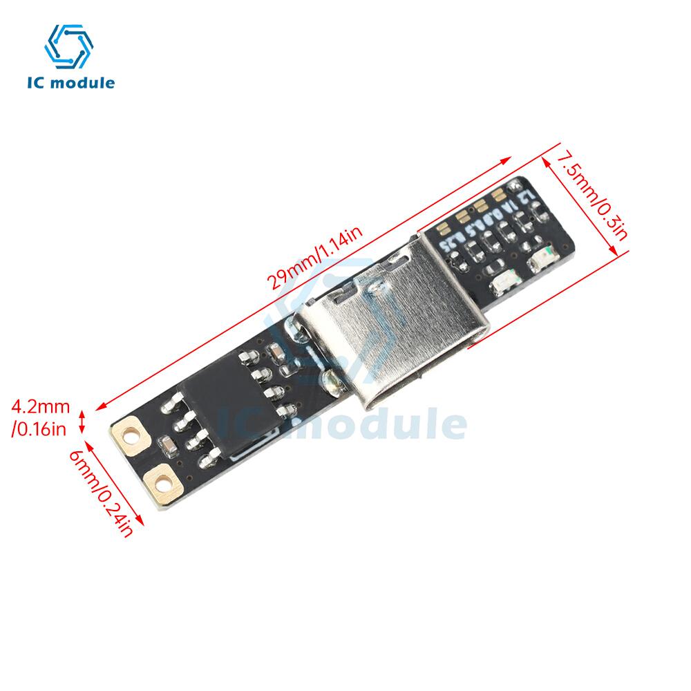 DC 3,7V Mini-Li-Ionen-Akku-Ladeplatine Ultra-Schmal Ultra-Kleines Lademodul 1A/1,2A 4,2V Ladermodul Typ-C-Schnittstelle
