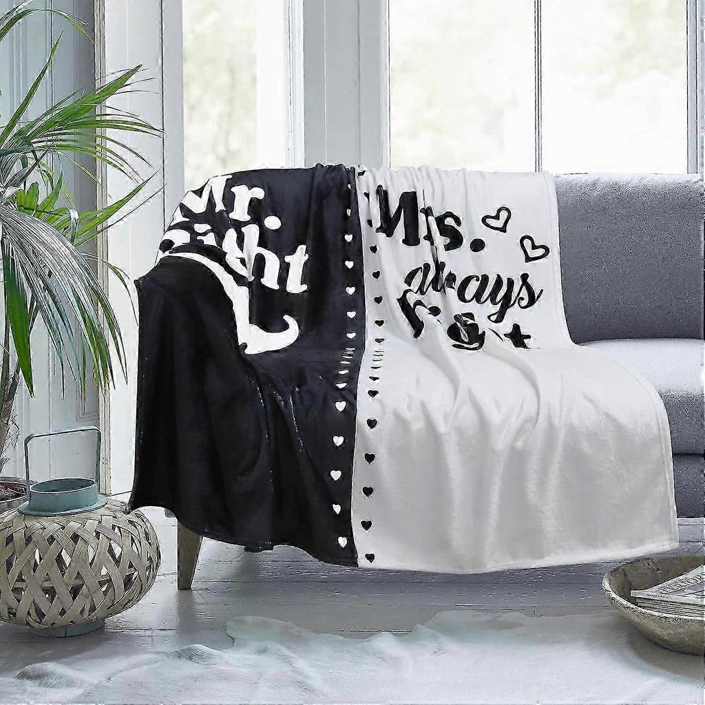 Mr. & Mrs. Right Gifts  Wedding, Bridal Shower, Engagement Gifts for Couples  Compatible with 60x50" Blanket