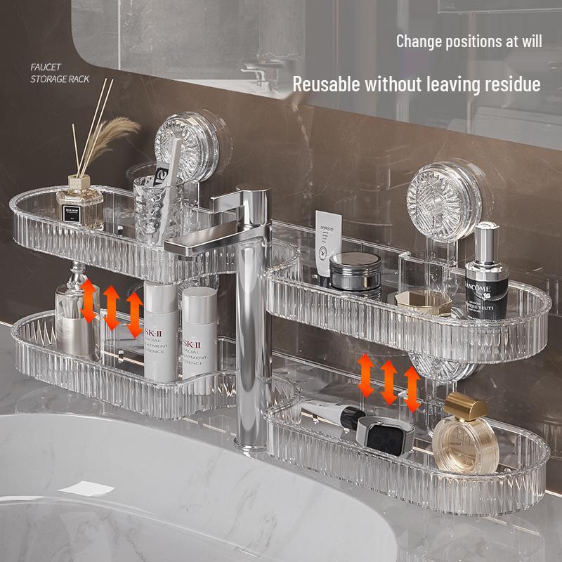 Wall-Mounted Bathroom Organizer with Suction Cup