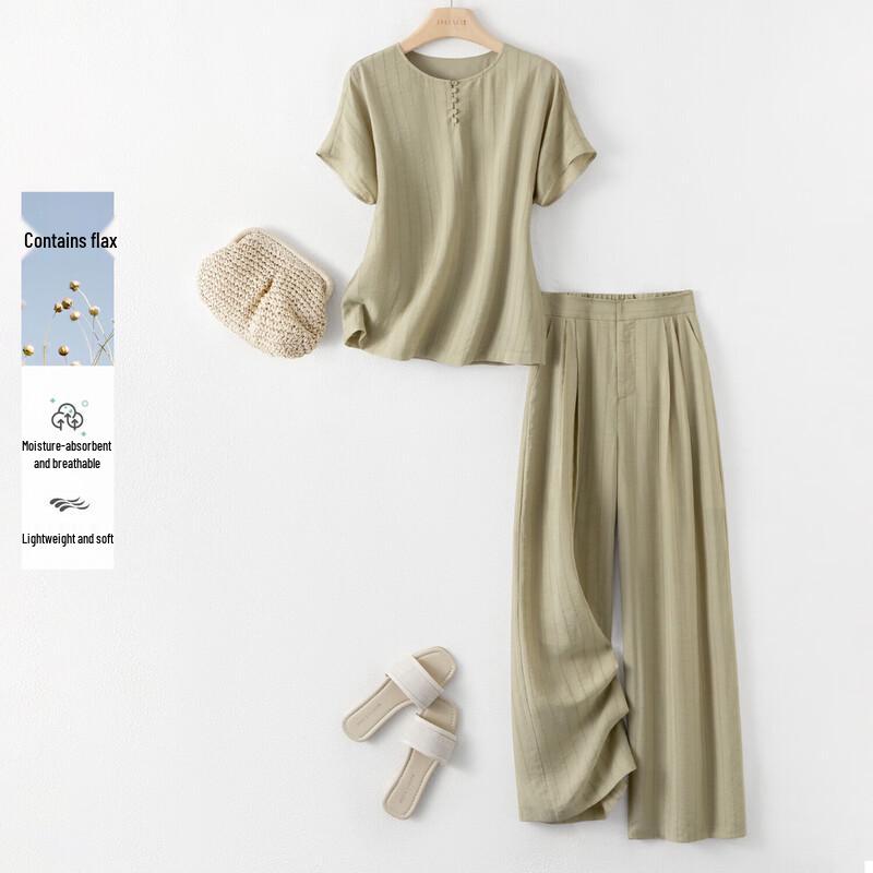 IHIMI Women s Breathable Recycled Linen Blend Relaxed Fit Set XL