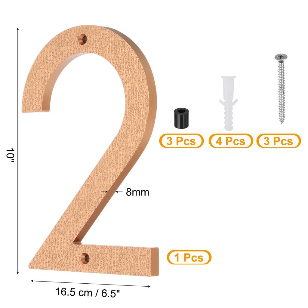 10 Inch House Number, House Address Numbers Sign Large Floating Modern with Screws for Outside Door Wall Street, Gold, 0-9