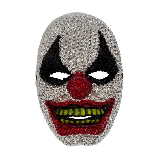 Sparkling Clown Mask Halloween Rhinestone Mask, Creepy Joker Full Face Scary for Masquerade Cosplay Costume Party