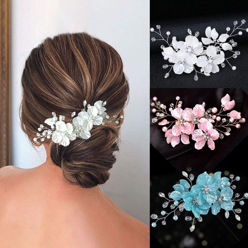 Crystal Pearl Bridal Hair Clips Elegant Bridesmaid Tiara Wedding Hair Accessories