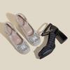 Coarse Heel High Heels Femininity 2025 Spring New Platform Waterproof Table Mary Jane Shoes Princess Shoes Rhinestone Single Shoes