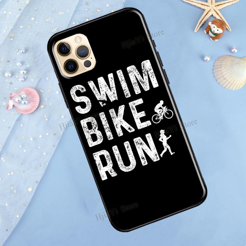 Swim Bike Run Triathlon Case For iPhone 13 Pro Max 12 Mini X XR XS Max SE 2020 8 7 Plus 11 Pro Max Phone Cover