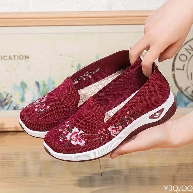 Fashion Spring summer women's retro ethnic style embroidered shoes breathable flat bottom simple comfortable daily women's shoes