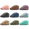 Vintage Washed Denim Beret for Men Women British Retro Flat Cap Solid Color Cotton Newsboy Cap Adjustable Duckbill Cap