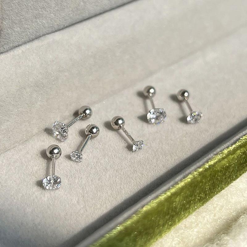 1Pair 3/4/5Mm Zircon Ear Studs Earrings For Women Stainless Steel Cartilage Helix Ear Bone Nail Piercing Ear Jewelry Gif