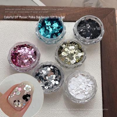 Colorful Round Sequin Patchwork Nail Art Decorations - Mixed Sizes DIY Stickers