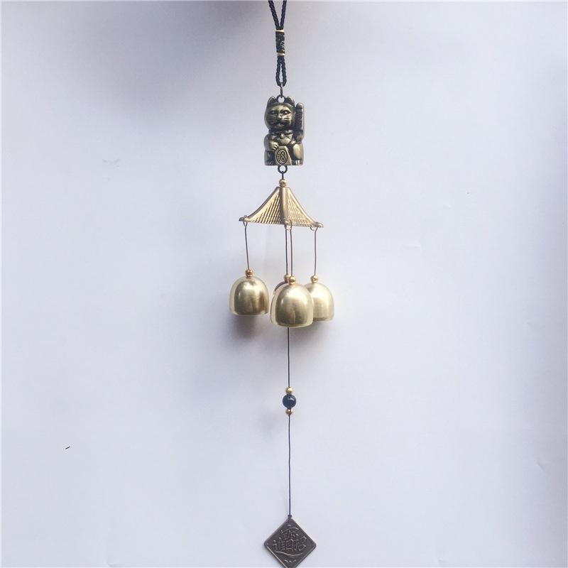 1PC Metal Copper Wind Chime Pendant Door Decoration Alloy Bell Feng Shui Pendant Town House Lucky Cat Cat Money Shop Doorbell