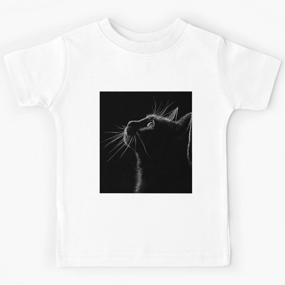 Black Cat Silhouette Dark Eyes Kids T-Shirt 140