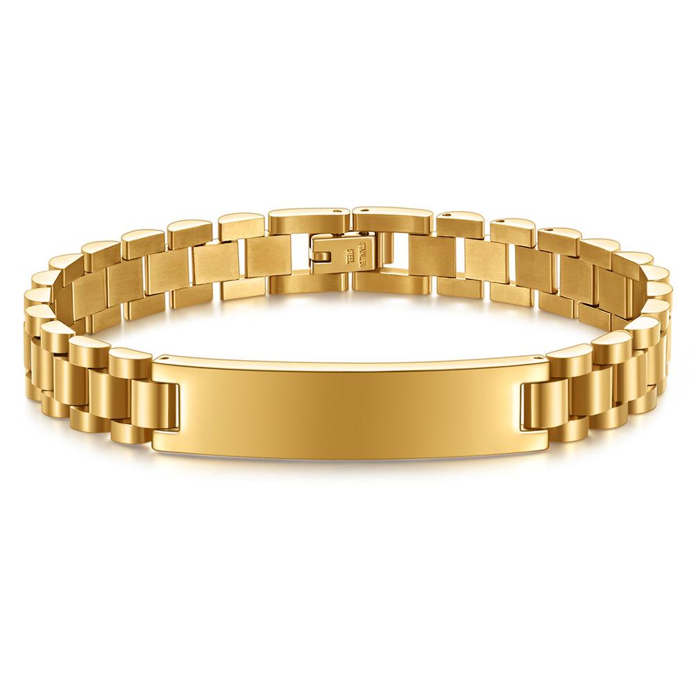 

Новая модная простая цепочка для часов 10 мм, глянцевый индивидуальный браслет из титановой стали золотой