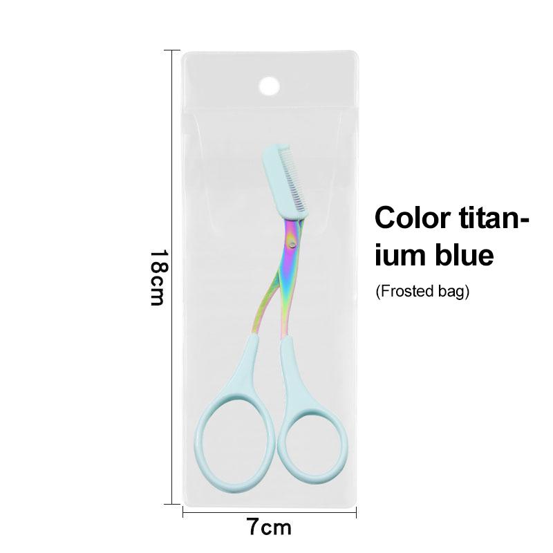 Eyebrow Trimmer Scissor With Comb Stainless Steel Scissors Eyebrow Hair Remover Clips Washable Removable Color Titanium
