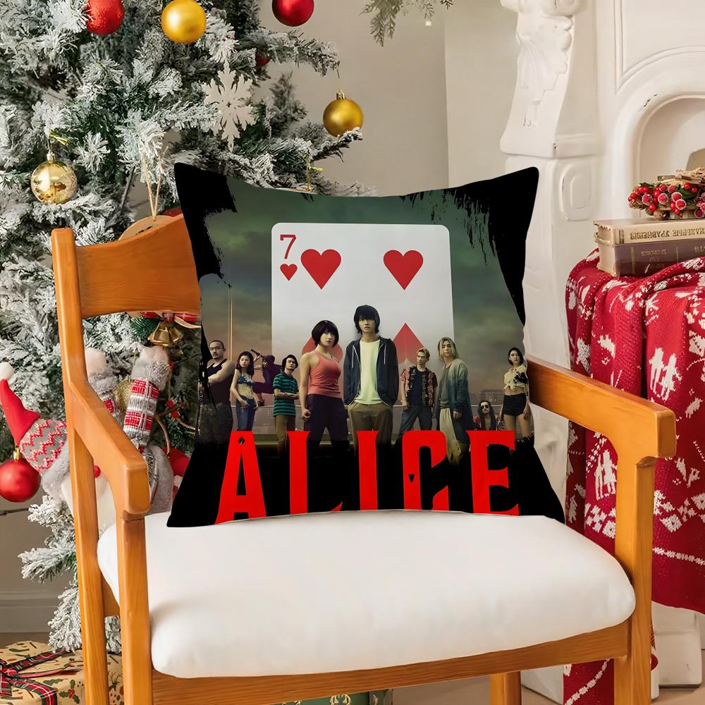Tv Shows Alice In Borderland-B Pillow Case Silky Short Plush With Invisible Zipper Dustproof Sofa Cushion Cover For Home Decor