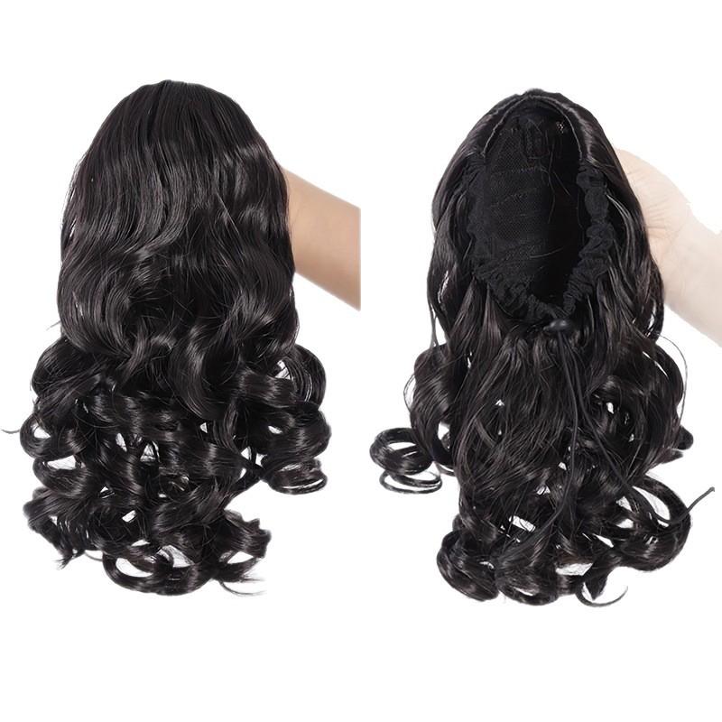 Short Curly Drawstring Ponytail Extensions Short Loose Wavy Ponytails Synthetic Hair Extensions for Women Daily Use