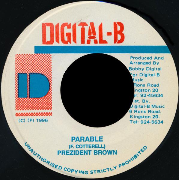 

7inch Record PRESIDENT BROWN Parable Version DB038 Digital B 1996 Jamaica Reggae Ska Dub Used