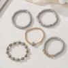 5pcs/Set Elegant Gray Soft Ceramic Heart Bead Multi-Layer Bracelet Set, Artificial Crystal Elastic Bracelet, Suitable for Ladies Daily Wear, Dating
