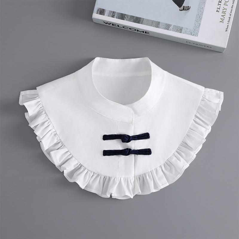 Round Neck Fake Collar for Women Girls Cotton Ruffled Detachable Half Shirt Blouse False Collar Women Clothes Accessories