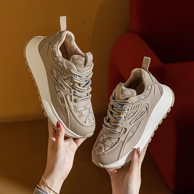 College Style Dad Shoes Women's 2025 Autumn New Korean Version Round Head Lace-up Comfortable and Versatile Sports and Leisure Shoes