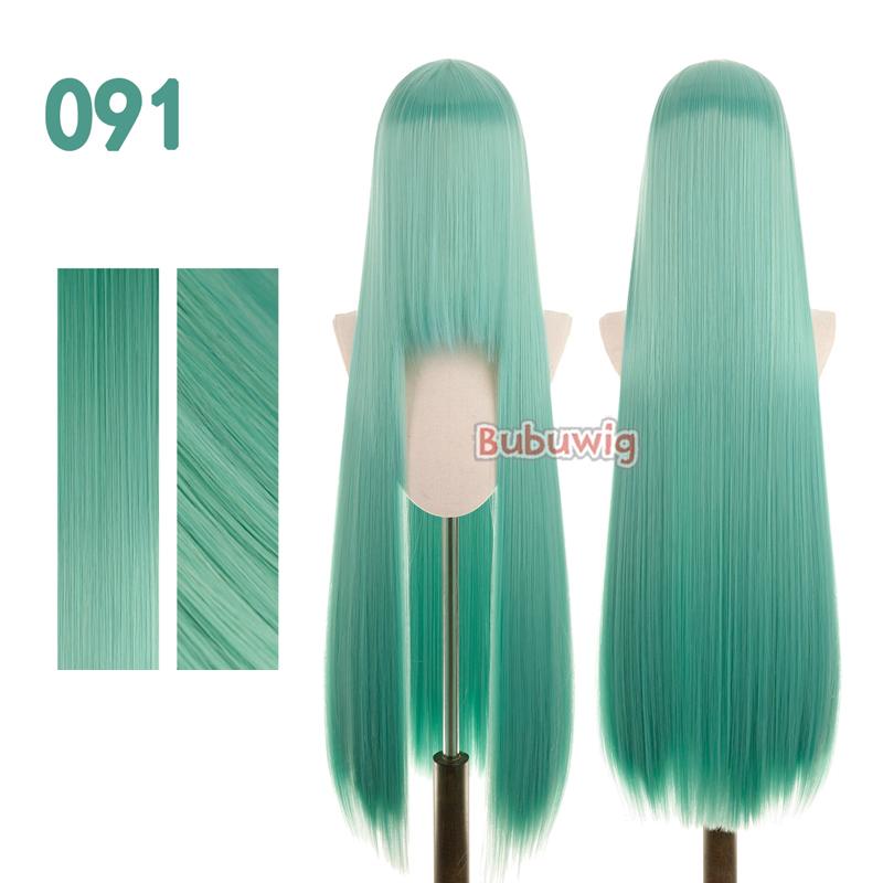 Bubuwig Synthetic Hair 100cm Long Straight Pure Color Cosplay Wigs Over 100 Colors Black White Red Blue Brown Wig Heat Resistant