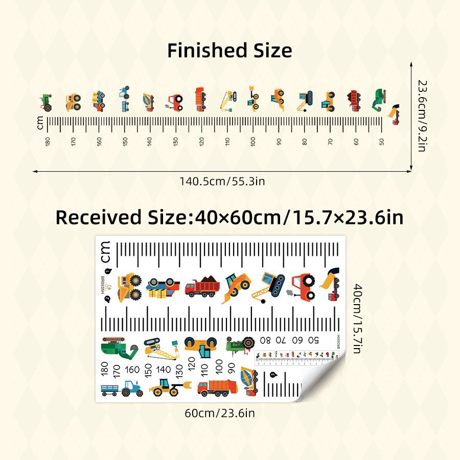 Cartoon Car Height Measurement Wall Stickers for Waterproof Removable PVC Kids Room Kindergarten Home Decoration