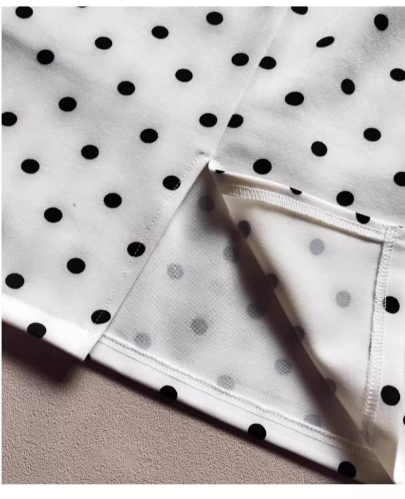 Retro Polka Dot High-Waist Midi-Rock für Damen - Elegant Schlankmachender Bodycon mit Schlitz