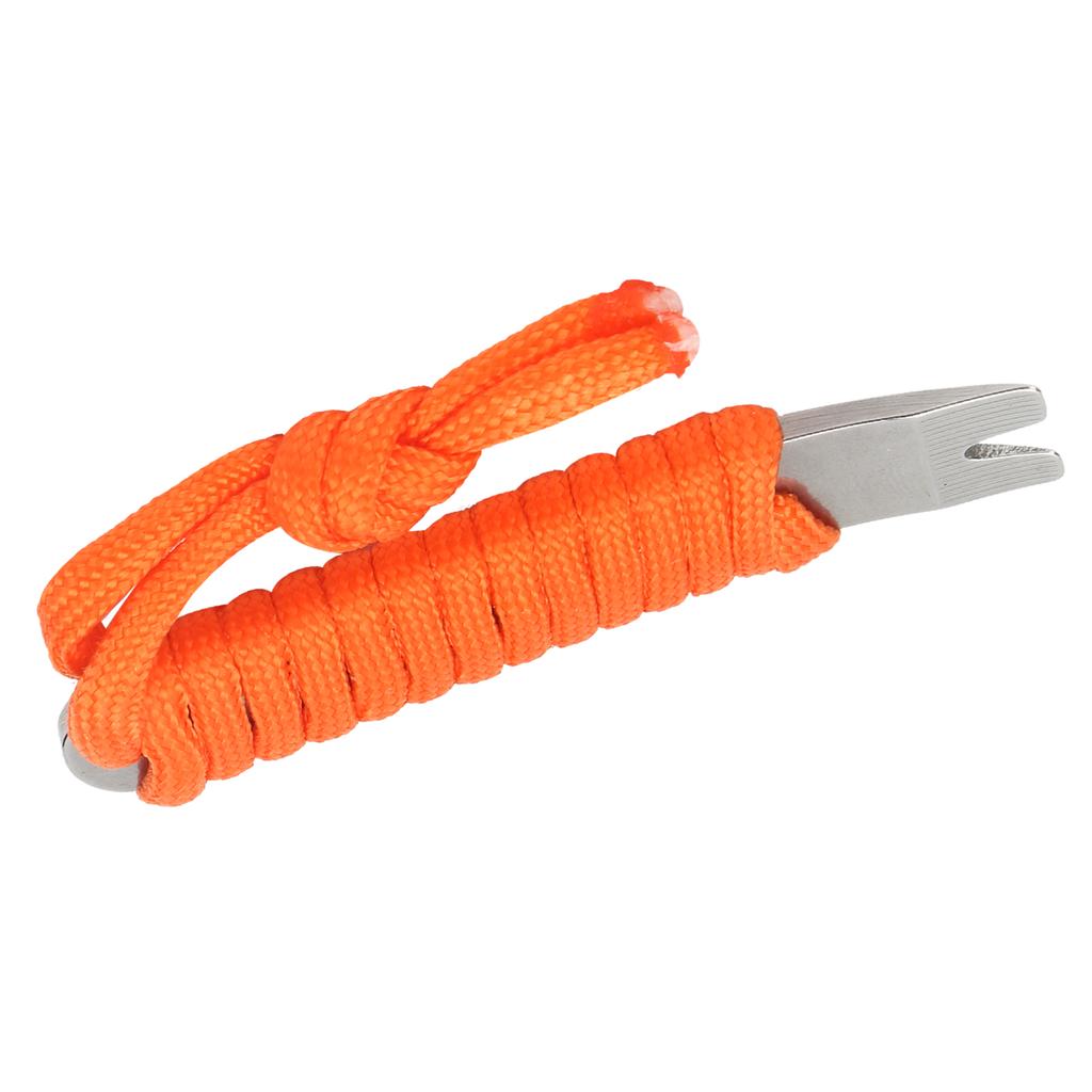 Stainless Steel Pocket Pry Bar with Paracord MultiPurpose Mini Crowbar Crank Scraper(Orange )