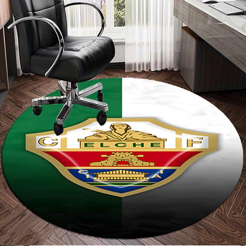 1PC Football Elche Crest Design Round Rug for Livingroom,Bedroom, Palyroom, Chair Rug, Area rug, Circle Carpet, Large Size Fan Christmas gift