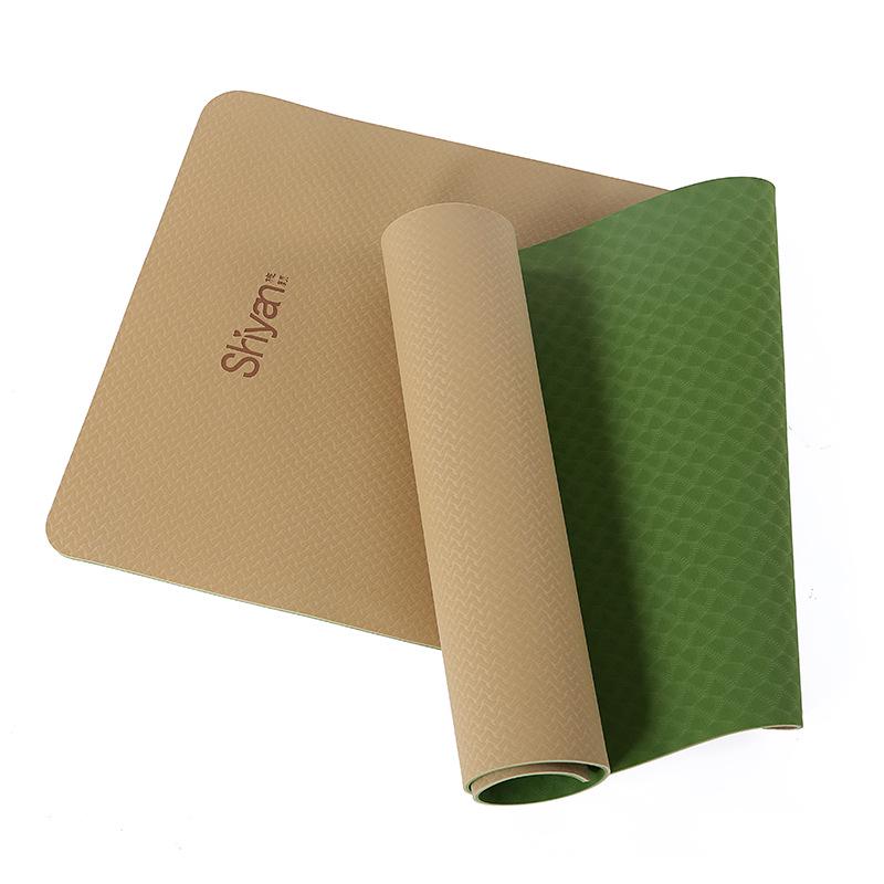 Shi Yan Eco-Friendly Non-Slip 6mm TPE Yoga Mat, Lightweight & Double-Sided, Customizable Logo хаки/трава зеленый