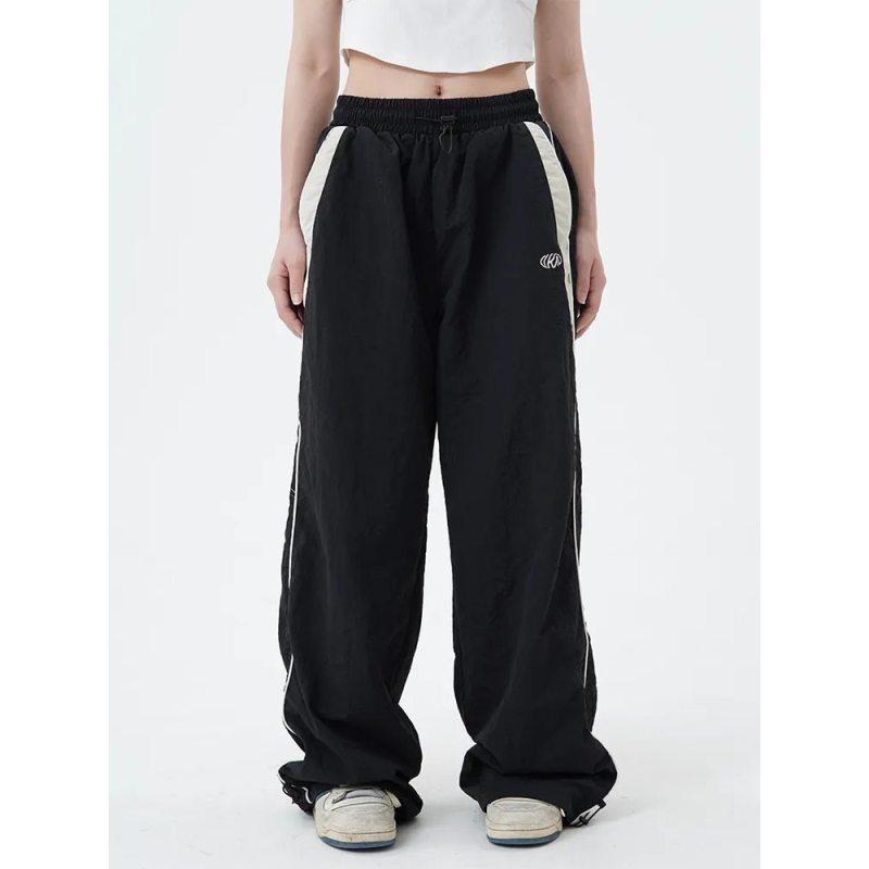 Damen Gerade Weitbein Hose Lässig Locker Hohe Taille Lange Hose
