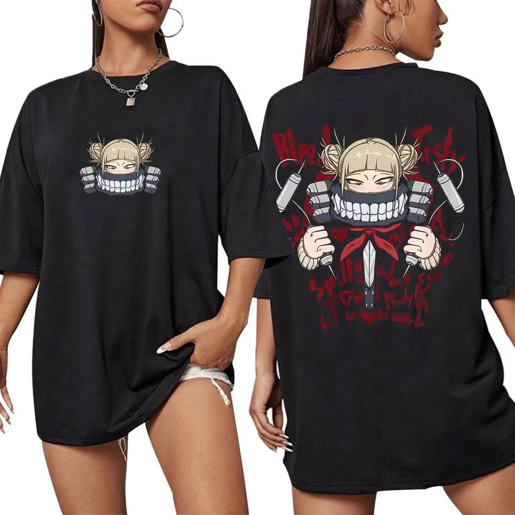 Japanese Anime My Hero Academia Print T-shirt Cute Kawaii Himiko Toga Graphic Y2K T Shirts Men Women Cartoon Manga Cosplay Top