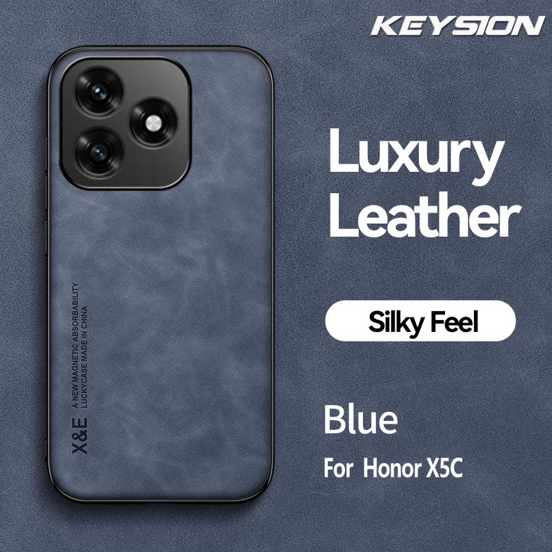 KEYSION Luxury Retro PU Leather Case for HONOR X5c Soft Silicone+PC Shockproof Phone Back Cover for Huawei Honor X5C
