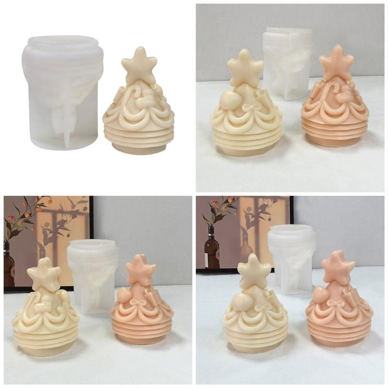 Christmas Tree Shaped Silicone Molds for Candle Soap Plaster Decoration, Fondant Silicone Molds for Chocolate Cake