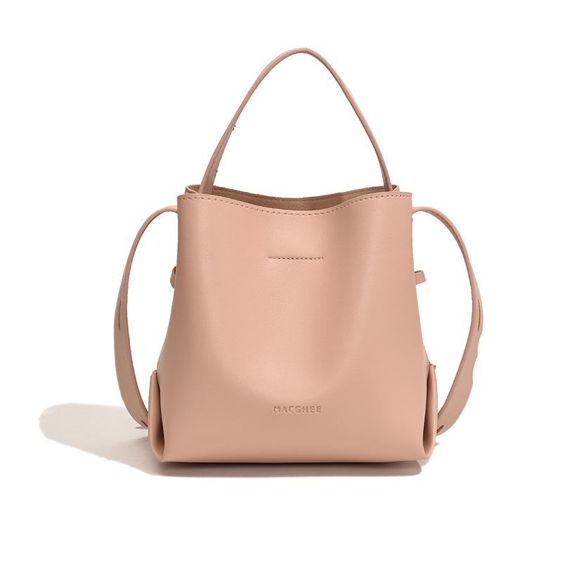 

[Мягкая кожа большая вместимость мода] Повседневная сумка 2025 весна новая универсальная сумка-мессенджер сумка-ведро розовый