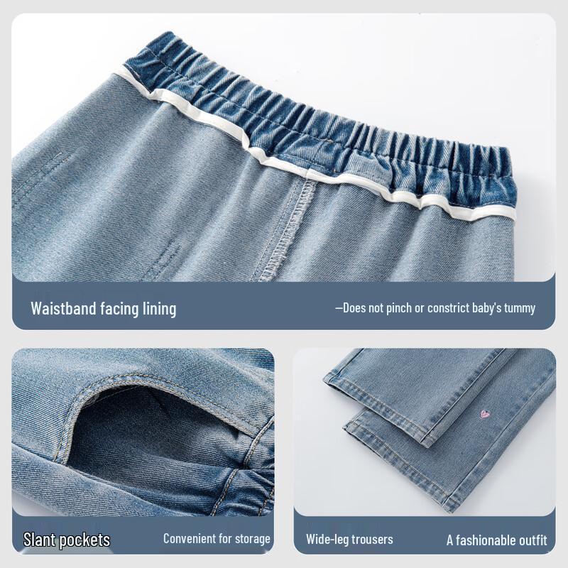 Disney Girls' Hooded Denim Wide-Leg Set